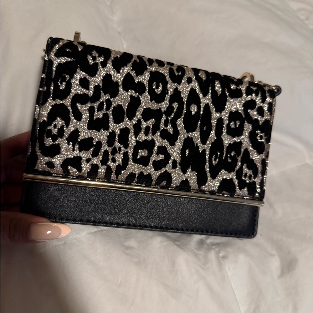 Leopard Print Black and Silver Women's Bag